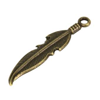 Federanhänger, Metall, 27mm, bronzefarben bronzefarben