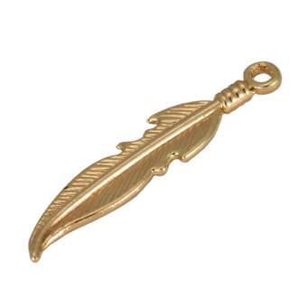 Federanhänger, Metall, 27mm, goldfarben goldfarben