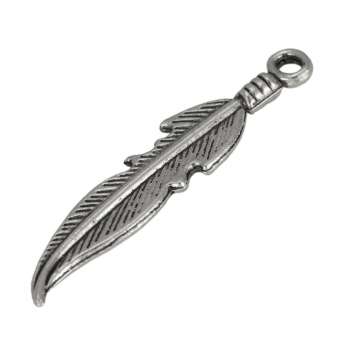 Federanhänger, Metall, 27mm, silberfarben silberfarben