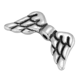 Flügelperle, 20mm, Metall, silberfarben 