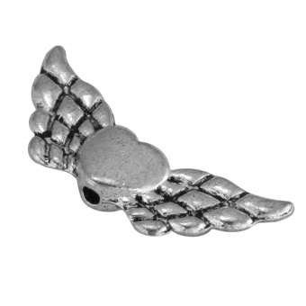 Flügelperle, 22X10mm, Metall, silberfarben 