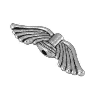 Flügelperle, 22X7mm, Metall, silberfarben 