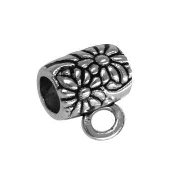 Perle mit Anhängerhalter, 8X7mm, oval, silberfarben 