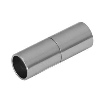 Magnetverschluss, 18X6mm, Loch-Ø 5mm, Metall, silberfarben silberfarben, Loch-Ø 5mm