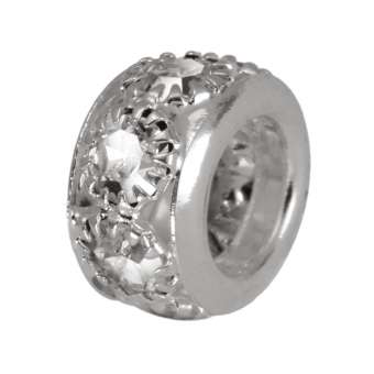Großlochperle mit Strass, 11mm, rund, transparent (silberfarben) 