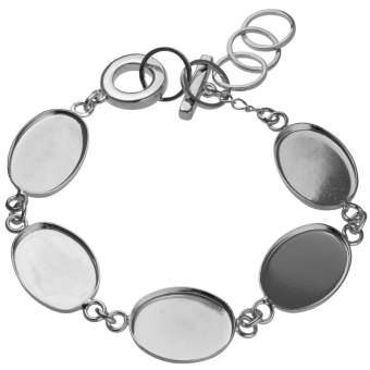 Armband für Ø fünf 13X18 mm große, ovale Cabochons, silberfarben silber