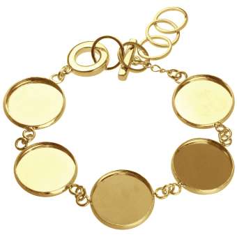 Armband für Ø fünf 18 mm große Cabochons, goldfarben gold