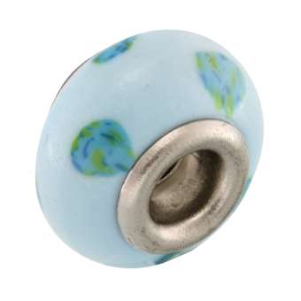 Großlochperle aus Fimo, 15X9mm, rund, hellblau (bunt) 
