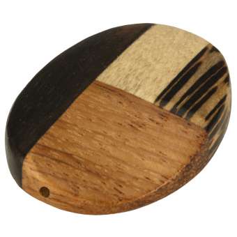 Tiger Ebenholz, Rosen- & Palmwood, 48X23mm, asymmetrisch, versch. Brauntöne 