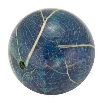 Designerperle mit Blättern, 25mm, royalblau gelb