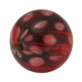 Designerperle mit Federn, 20mm, rot 