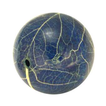 Designerperle mit Blättern, 20mm, royalblau 