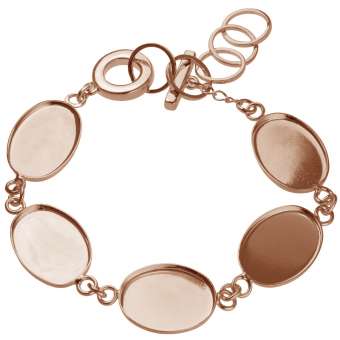 Armband für Ø fünf 13X18 mm große, ovale Cabochons, roségoldfarben roségold