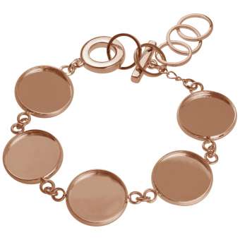 Armband für Ø fünf 16 mm große Cabochons, roségoldfarben roségold