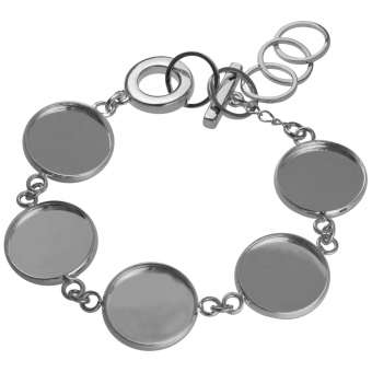 Armband für Ø fünf 16 mm große Cabochons, silberfarben silber
