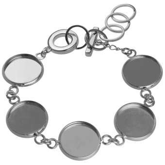Armband für Ø fünf 14 mm große Cabochons, silberfarben silber