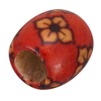 Holzperle, 16X15mm, rot-orange 