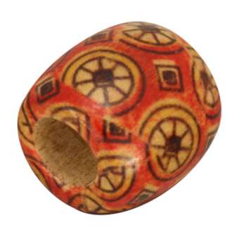 Holzperle, 16X15mm, rot-orange 