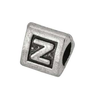 Buchstabenperle "Z", dreieckig, Metall, silberfarben 