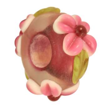Handgefertigte Großlochperle, Glas, 16mm, dunkelrosa dunkelrosa