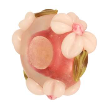 Handgefertigte Großlochperle, Glas, 16mm, rosa rosa