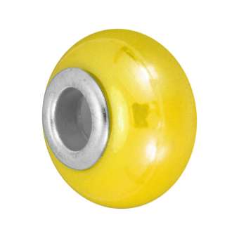 Keramik Großlochperle, 16X11mm, gelb gelb