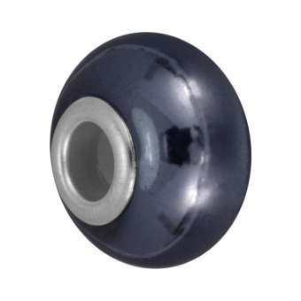 Keramik Großlochperle, 16X11mm, grau-blau gelb