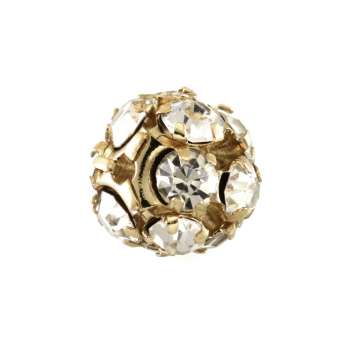 Perle mit Strass, 10mm, rund, transparent (hellgold) transparent (hellgoldfarben)