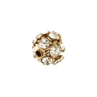 Perle mit Strass, 6mm, rund, transparent (hellgold) transparent (hellgoldfarben)