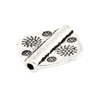 Metallperle mit Ornament, 12X12mm, rechteckig (Raute), silberfarben silberfarben