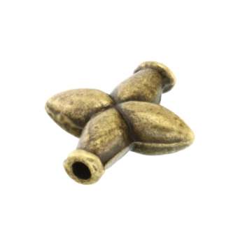 Metallperle, 14X12mm, Kreuz, bronzefarben bronzefarben