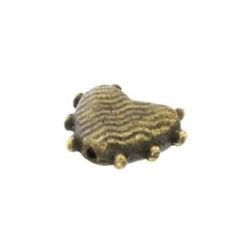 Metallperle mit Ornament, 10X7mm, Herz, bronzefarben bronzefarben