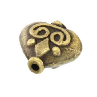 Metallperle mit Ornament, 12X12mm, Herz, bronzefarben bronzefarben