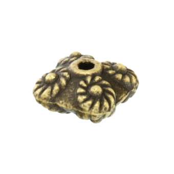 Metallperle mit Ornament, 5X9mm, rechteckig, bronzefarben bronzefarben