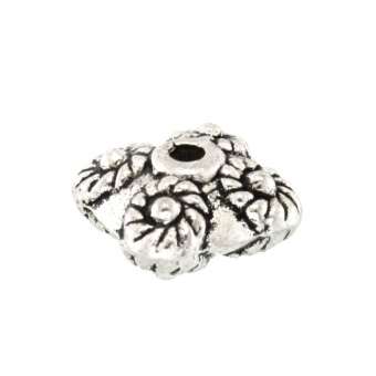 Metallperle mit Ornament, 5X9mm, rechteckig, silberfarben silberfarben