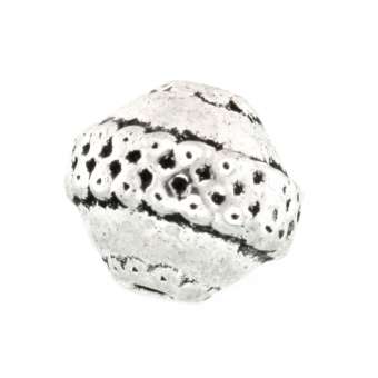Metallperle mit Ornament, 10mm, rund, silberfarben silberfarben