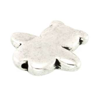 Metallperle, 16X16mm, Teddy Bär, silberfarben silberfarben