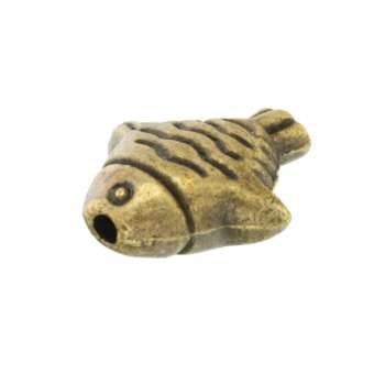 Metallperle, 14X12mm, Fisch, bronzefarben bronzefarben