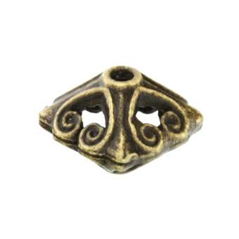 Metallperle mit Ornament, 10X12mm, rechteckig, bronzefarben bronzefarben