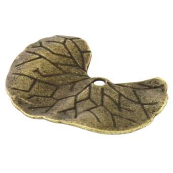Anhänger, 26X20mm, Blatt, bronzefarben bronzefarben