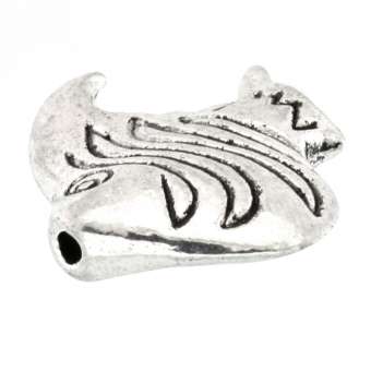 Metallperle, 20X18mm, Fisch, silberfarben silberfarben