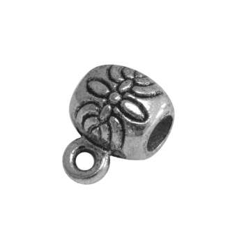 Perle mit Anhängerhalter, 8X6mm, Metall, silberfarben 