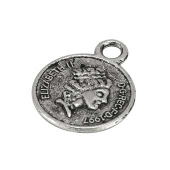 Metallanhänger "Münze", 14X11mm, Metall, silberfarben 