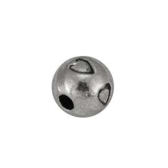 Metallperle mit Herzen, 5X5mm, silberfarben 