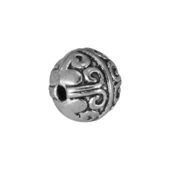 Metallperle mit Ornament, 7mm, silberfarben silberfarben