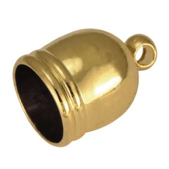 Endkappe mit Öse, 16mm, Loch-Ø 10mm, goldfarben Loch-Ø 10mm