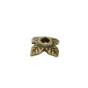 Perlenkappe, Blätter, 5X5mm, bronzefarben bronzefarben