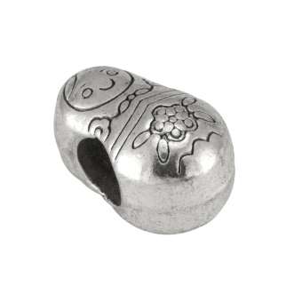 Großlochperle "Babuschka", 13X13mm, Metall, silberfarben 