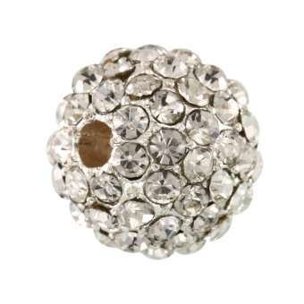 Metallperle mit Strass, 11mm, rund, transparent/ silberfarben transparent (silberfarben)
