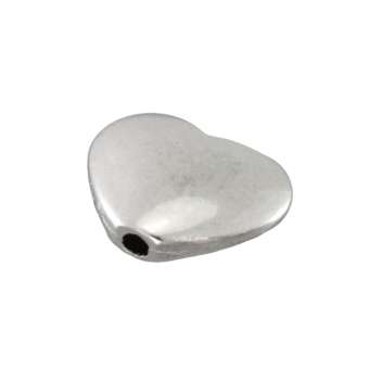 Perle, 10X8mm, Metall, Herz, silberfarben 